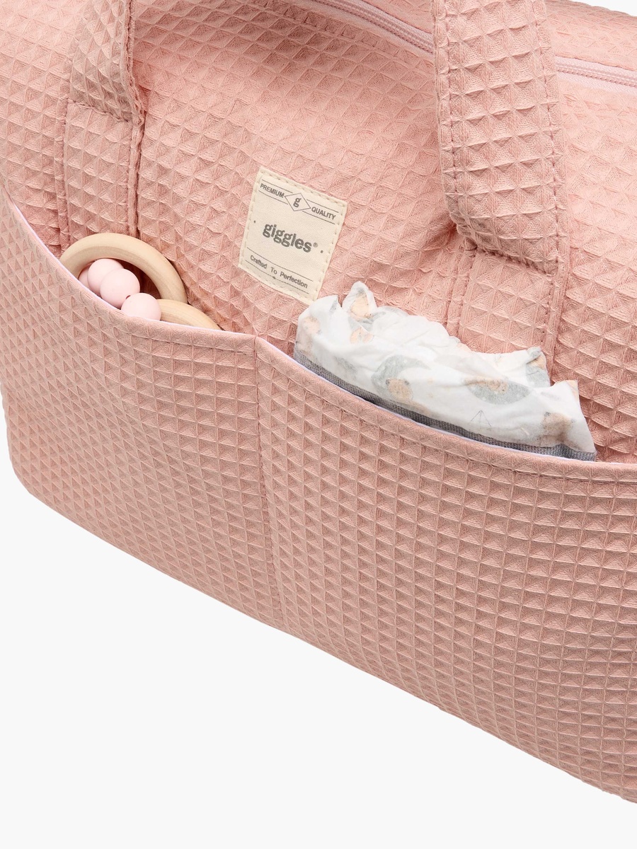Pique Textured Diaper Bag with Zip Closure