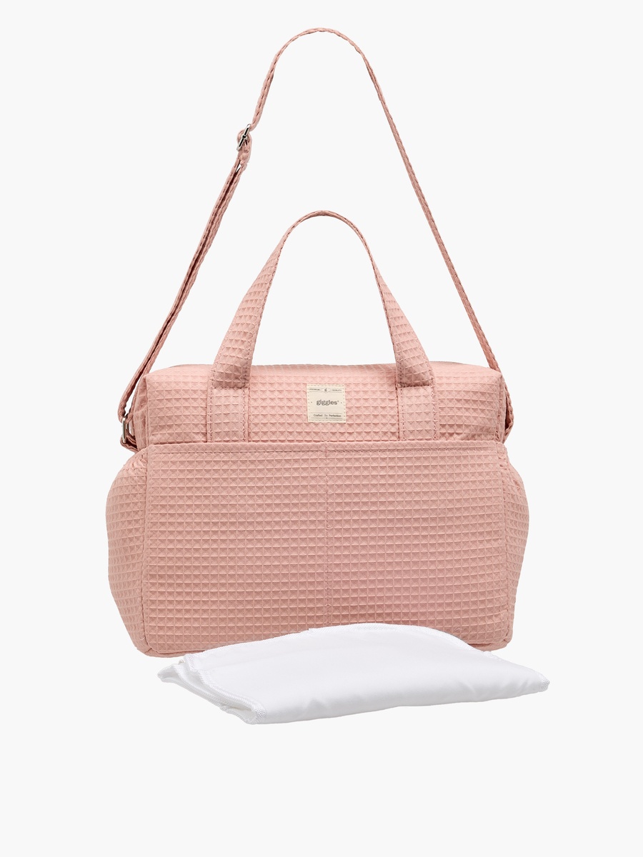 Pique Textured Diaper Bag with Zip Closure