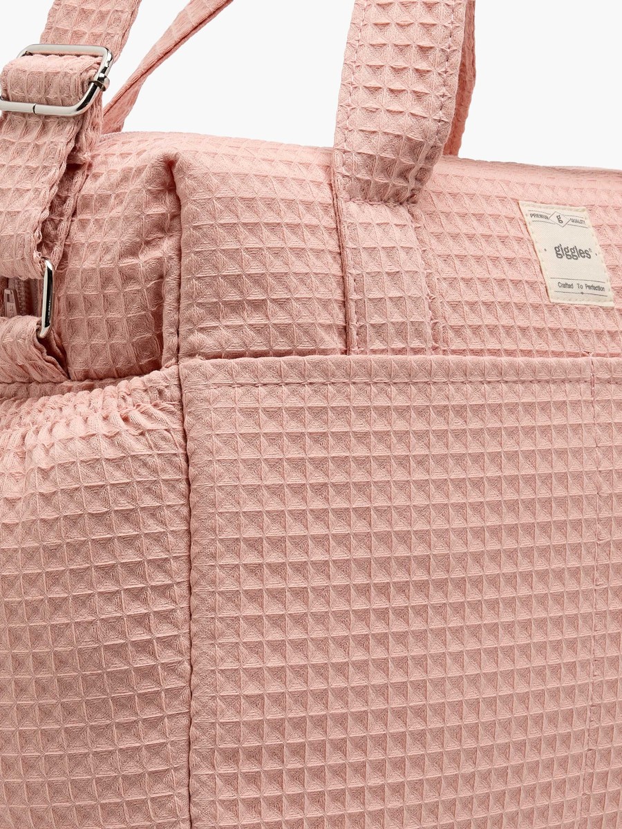 Pique Textured Diaper Bag with Zip Closure