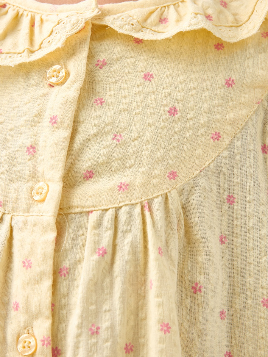 Floral Print Night Dress with Ruffle Sleeves