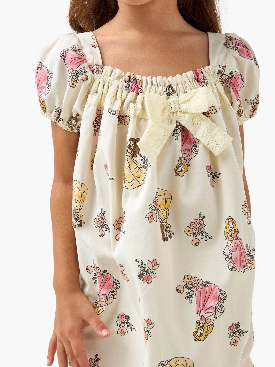 Printed Night Dress with Bow Detail
