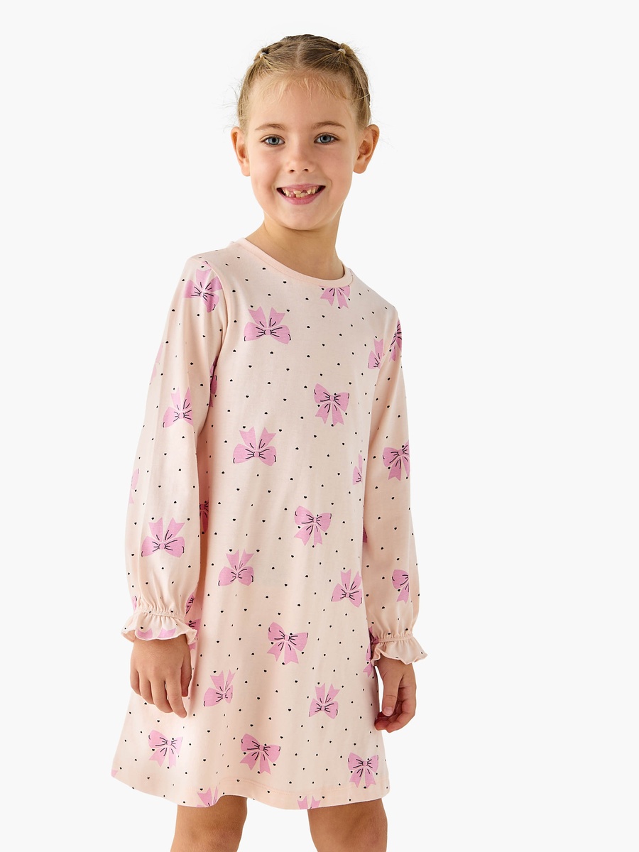 Printed Night Dress with Long Sleeves - Set of 2