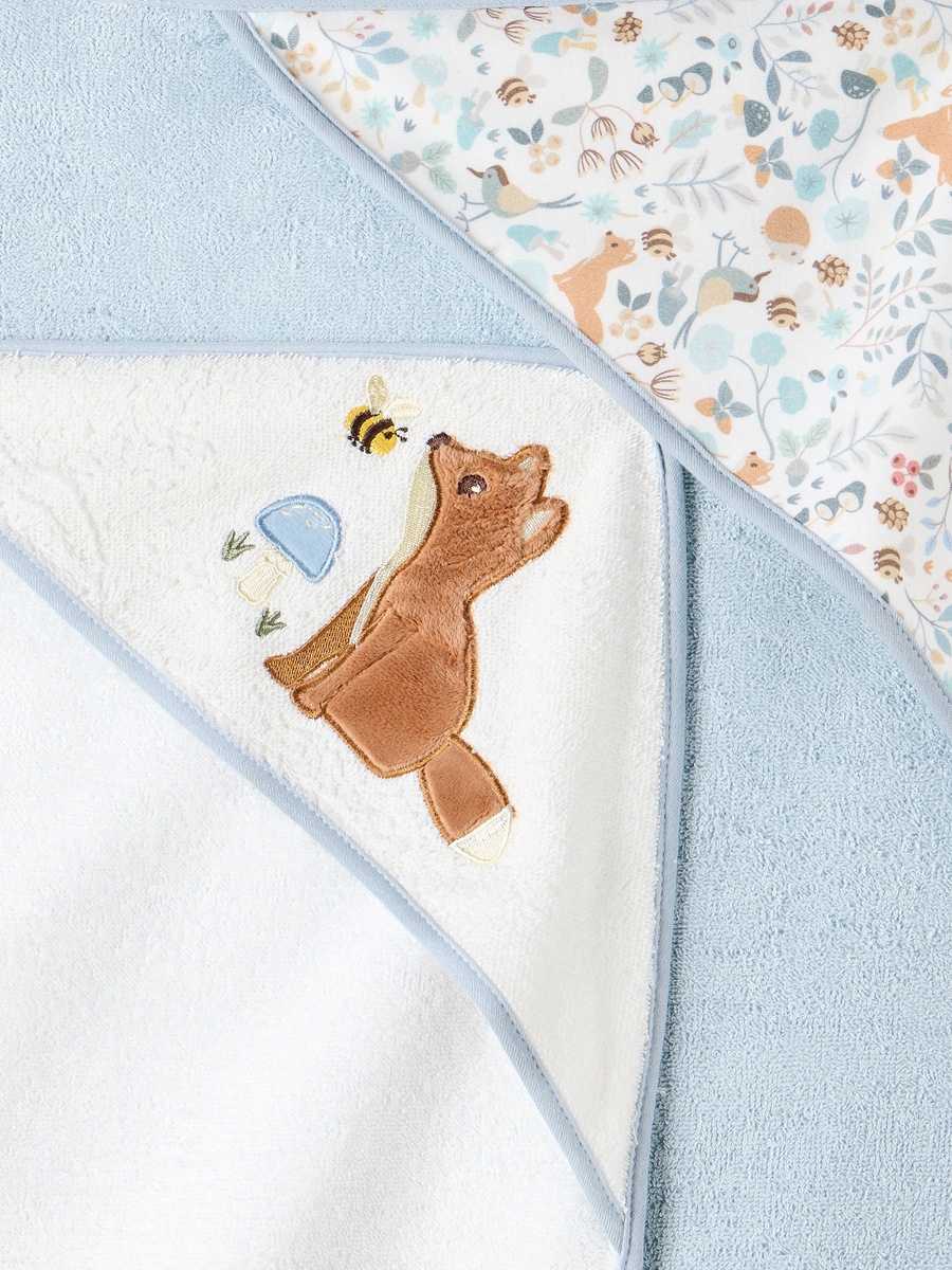 2-Piece Embroidered Hooded Towel Set - 75x75 cm
