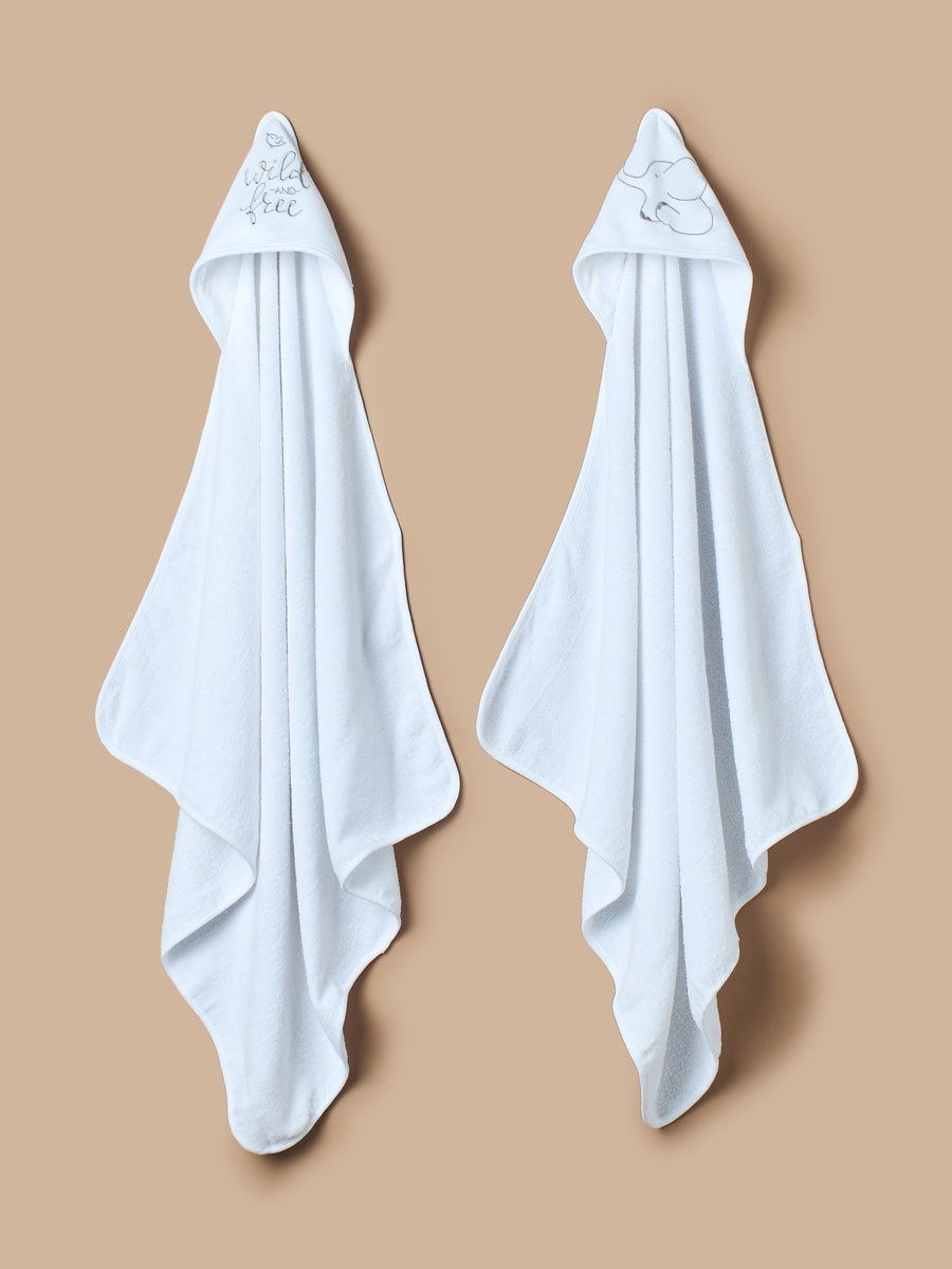 2-Piece Applique Detail Hooded Towel Set - 80x80 cm