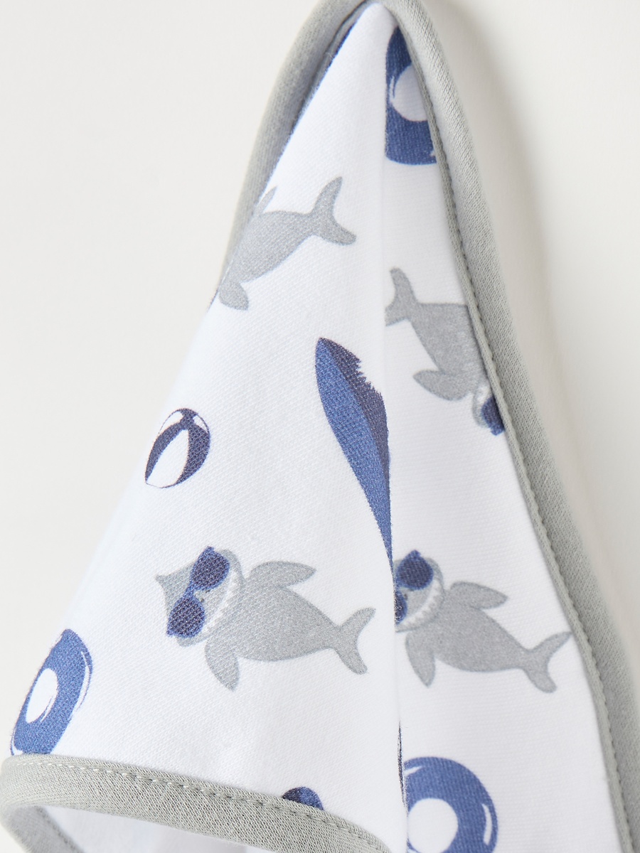 8-Piece Shark Print Hooded Towel and Washcloth Set