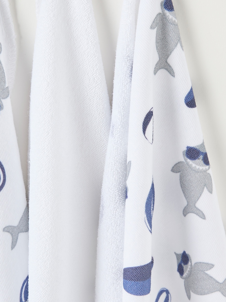 8-Piece Shark Print Hooded Towel and Washcloth Set