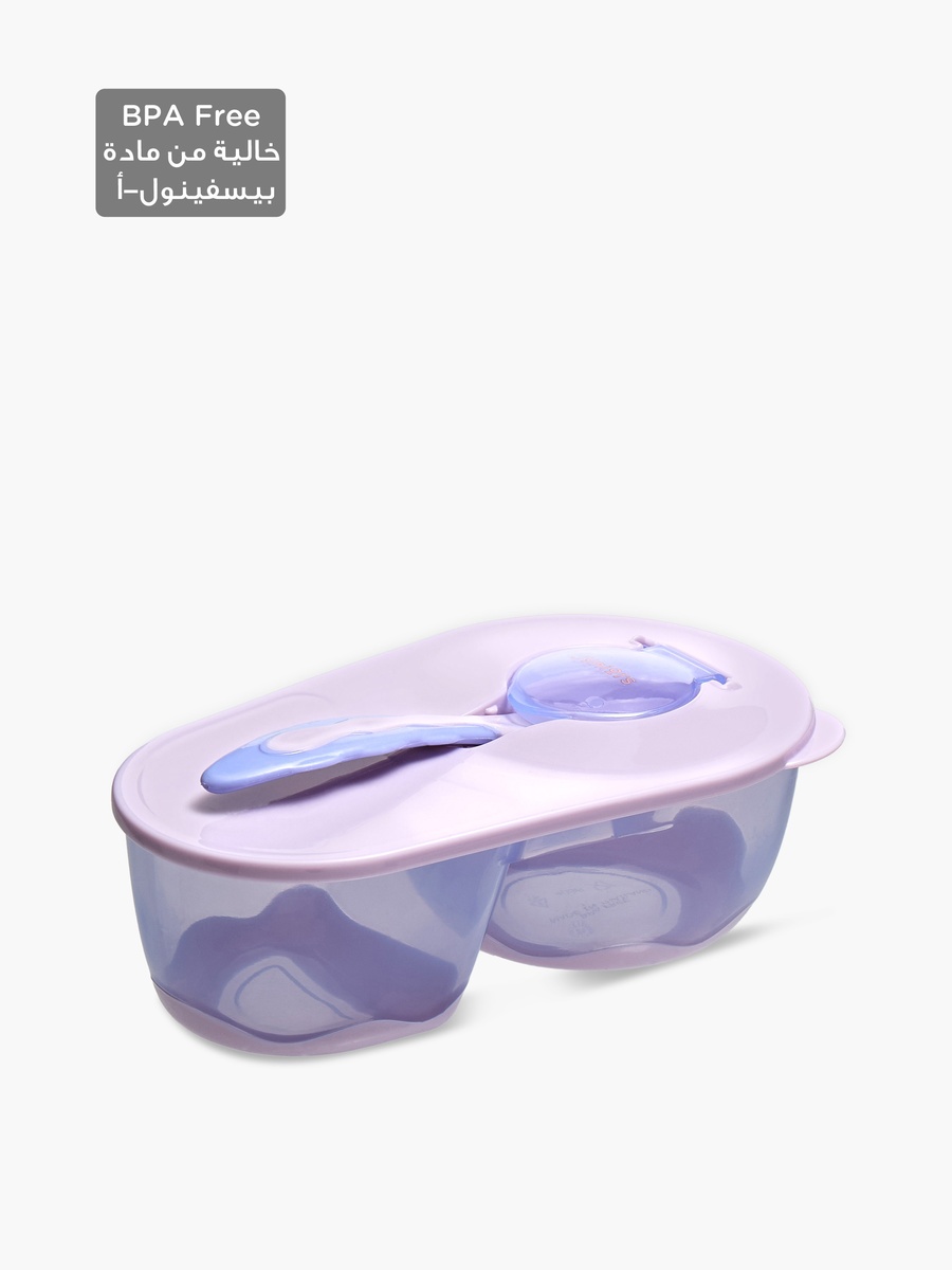2-Partition Bowl with Spoon and Lid