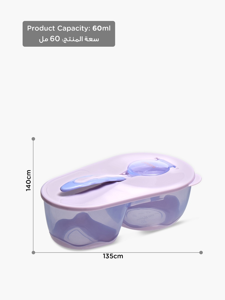 2-Partition Bowl with Spoon and Lid