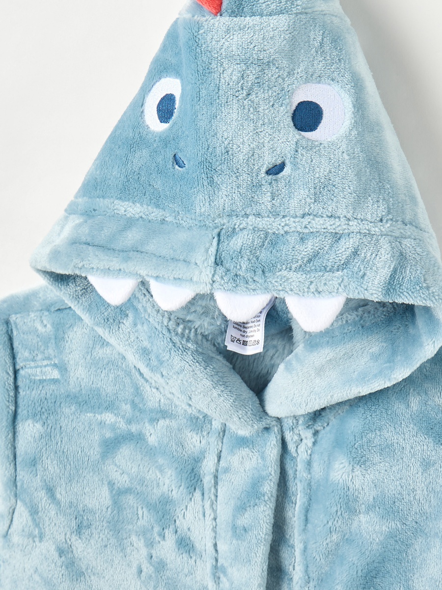 Dinosaur Hooded Bathrobe with Belt and Pockets