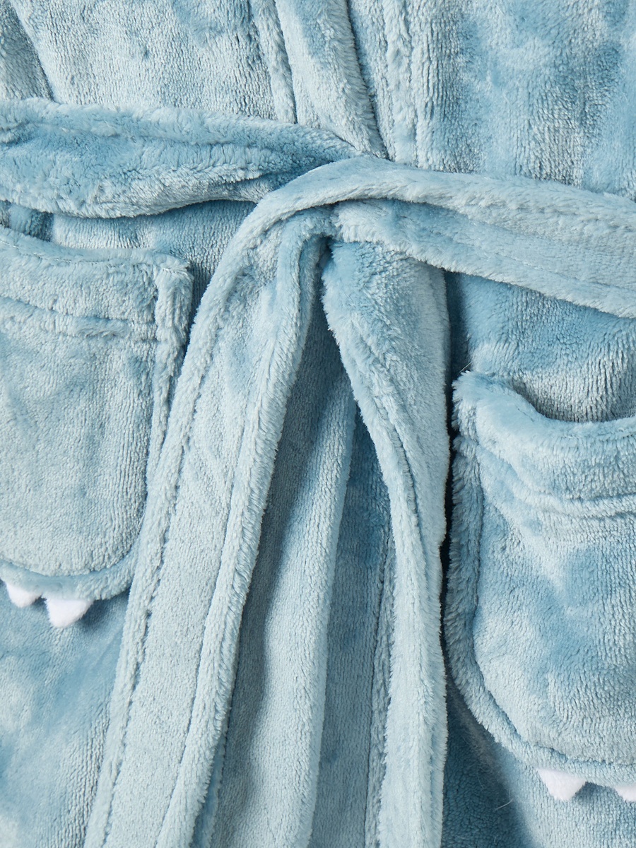 Dinosaur Hooded Bathrobe with Belt and Pockets
