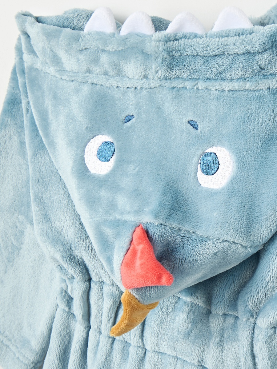 Dinosaur Hooded Bathrobe with Belt and Pockets