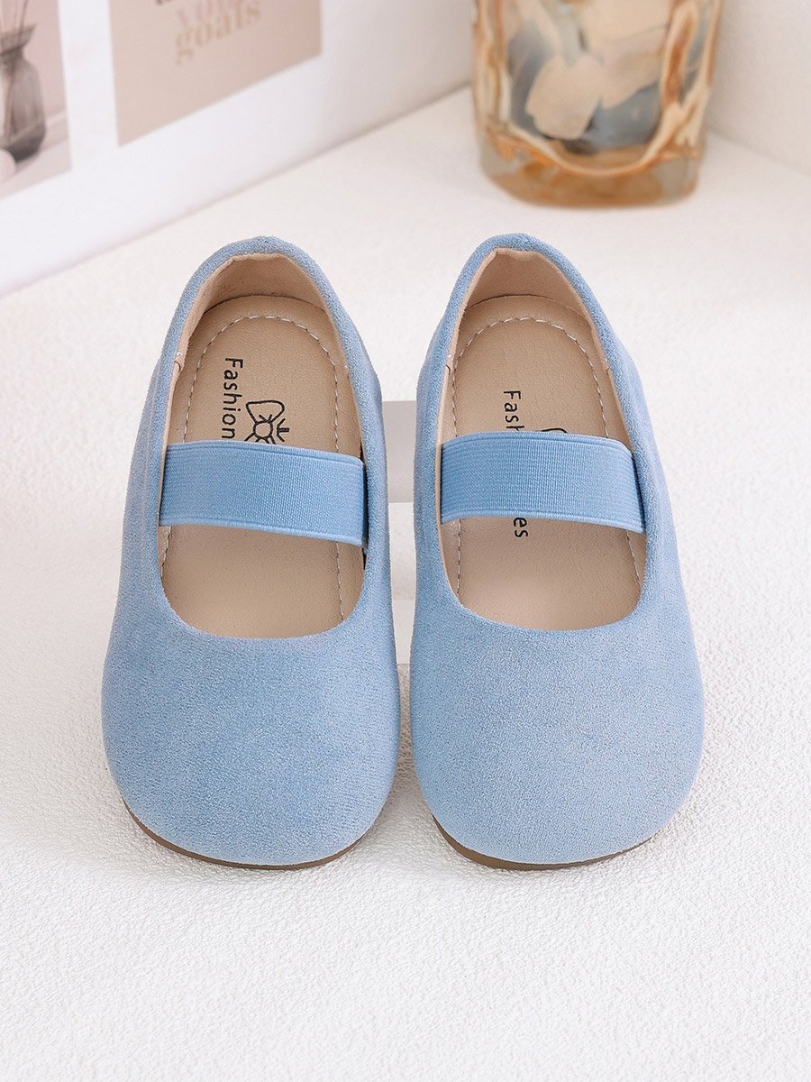 Girls Solid Suede Slip-On Ballerinas