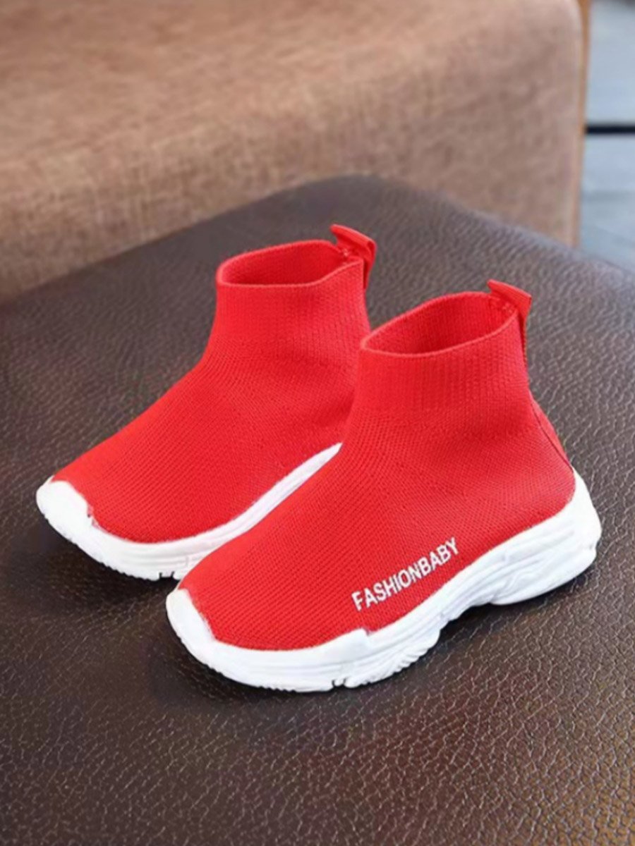 Girls Solid Red Slip-On Sneakers 