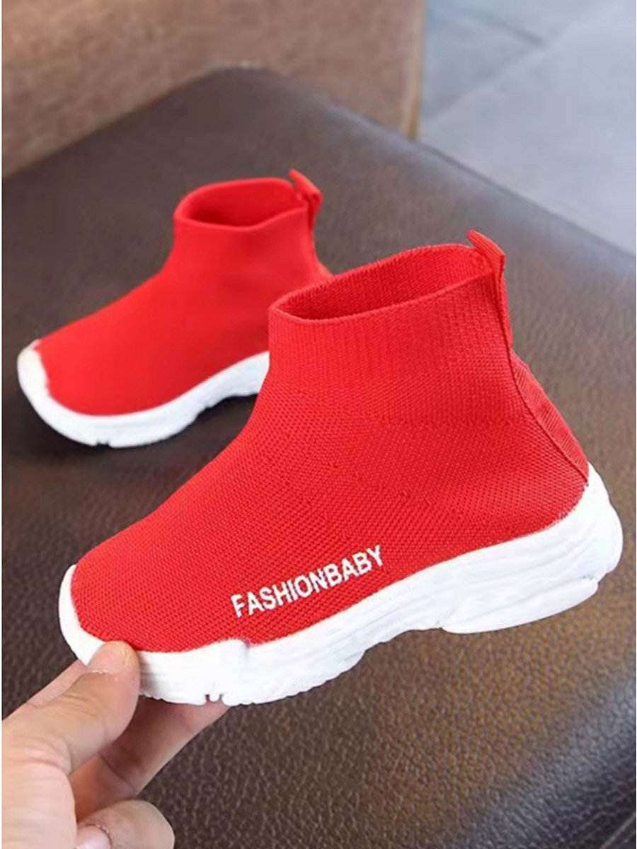 Girls Solid Red Slip-On Sneakers 