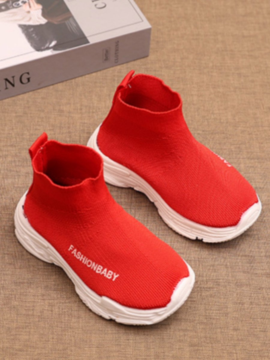 Girls Solid Red Slip-On Sneakers 