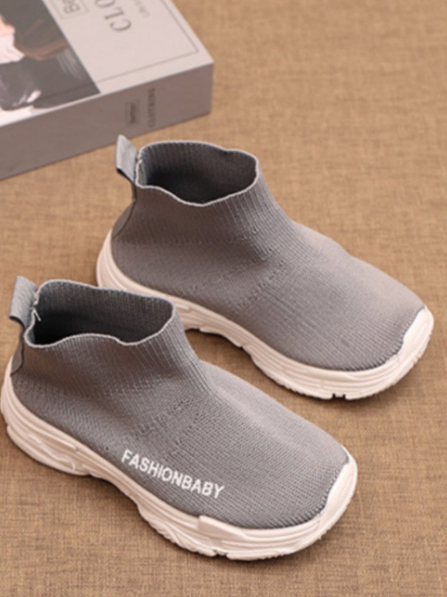 Girls Solid Grey Slip-On Sneakers 