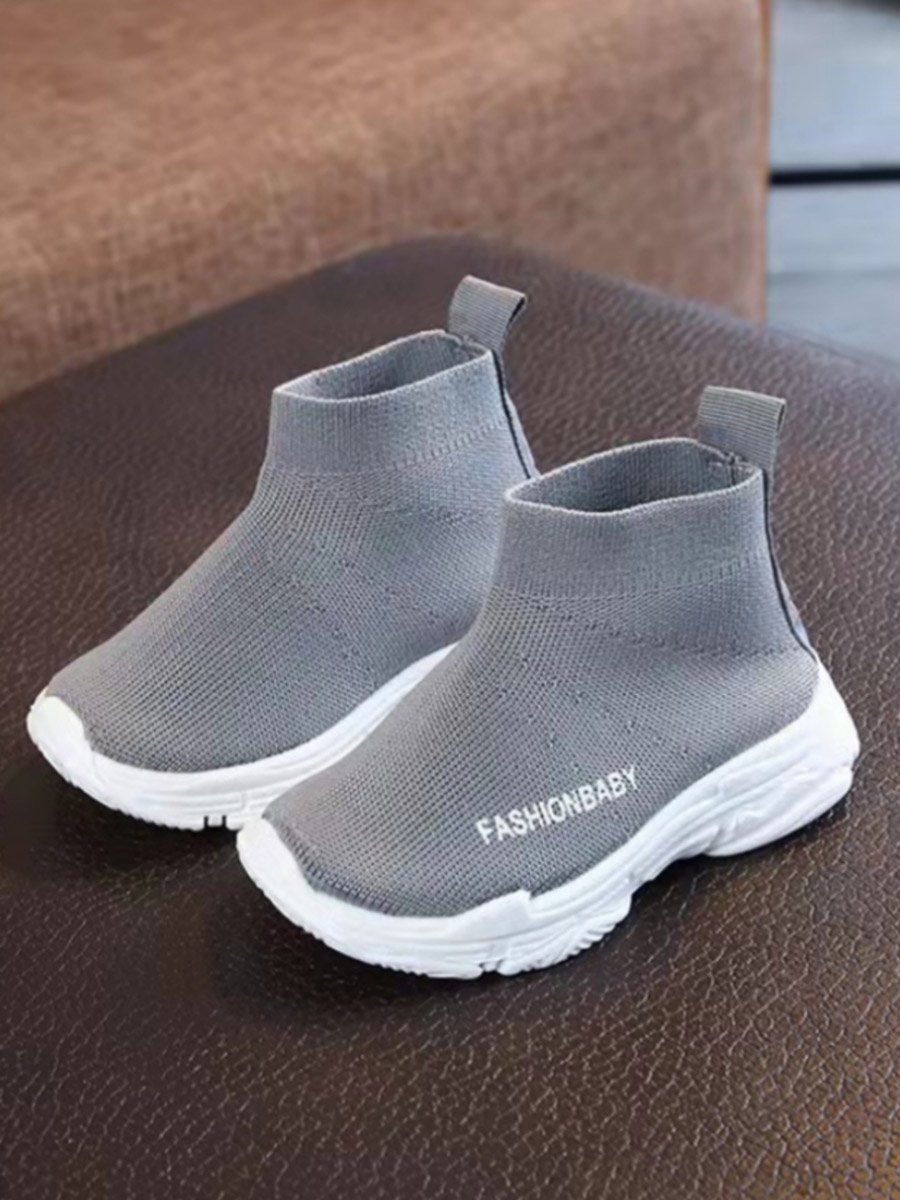 Girls Solid Grey Slip-On Sneakers 