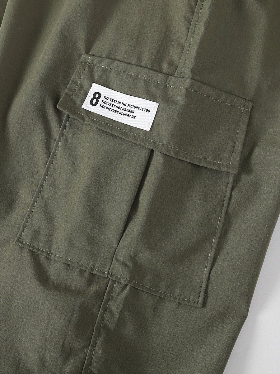 Girls Solid Elastic Waist Pocket Detail Pants