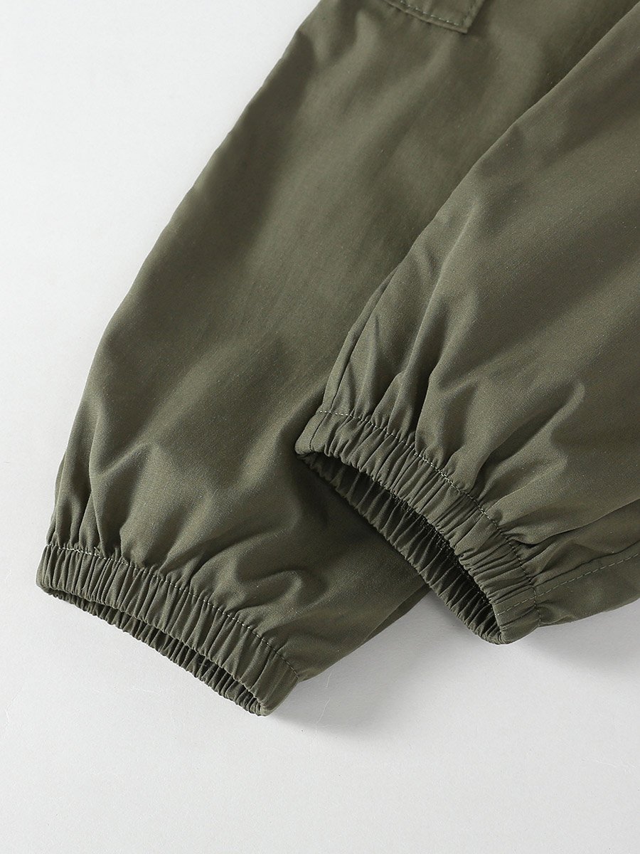 Girls Solid Elastic Waist Pocket Detail Pants