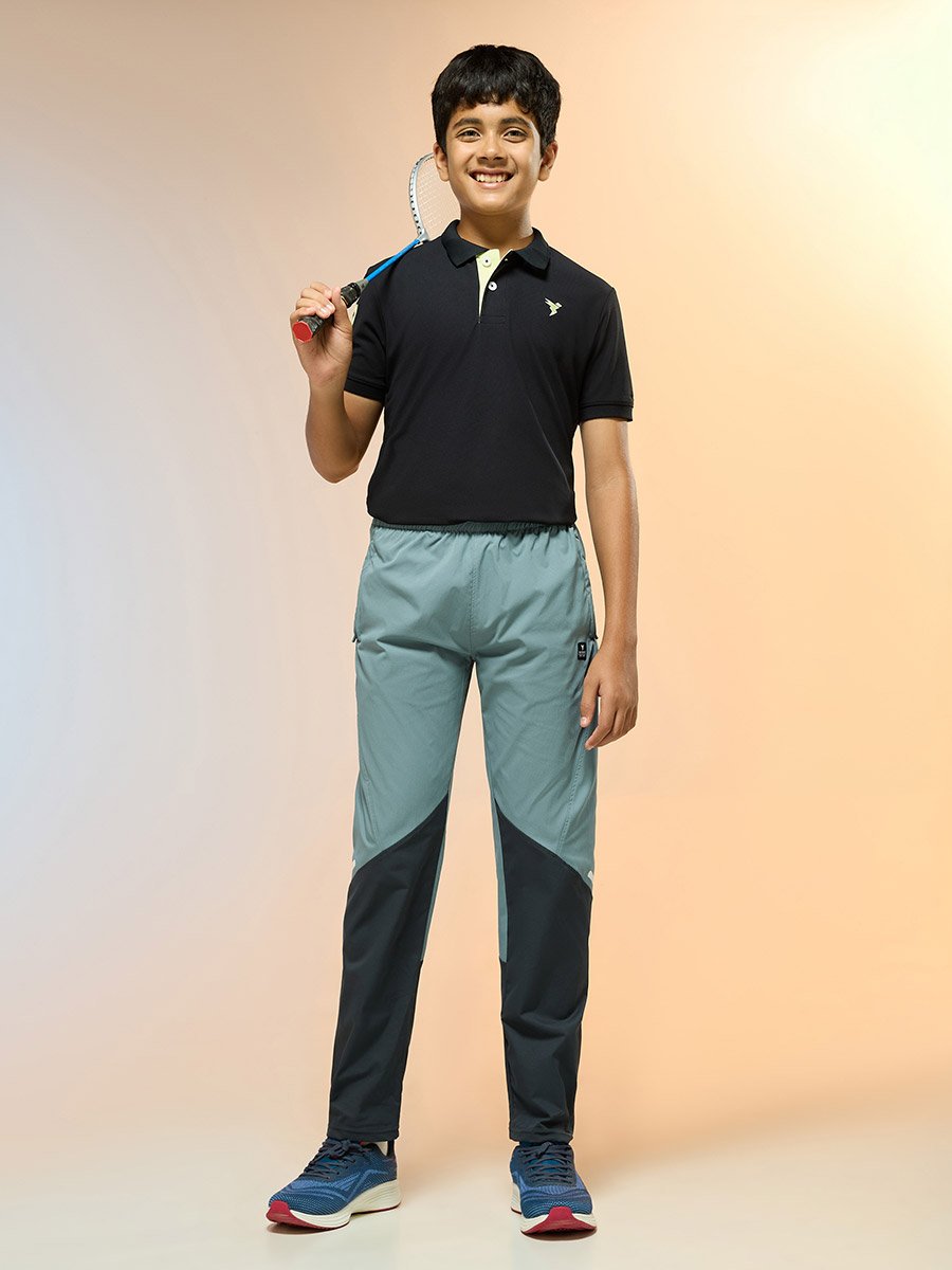 Boys Color Block Slim Fit Sports Track Pants