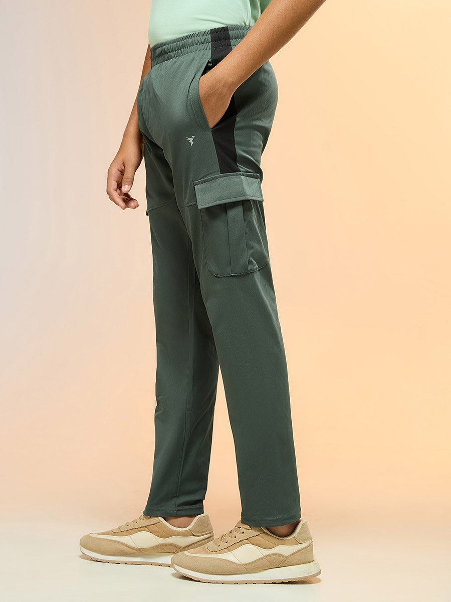 Boys Straight Fit Cargo Trackpants with TS FLEXI