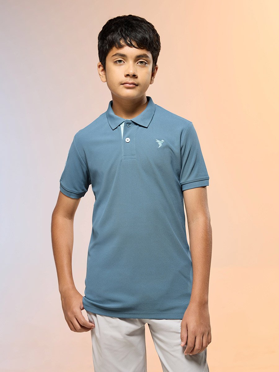 Boys Solid Slim Fit Sports Polo T-shirt