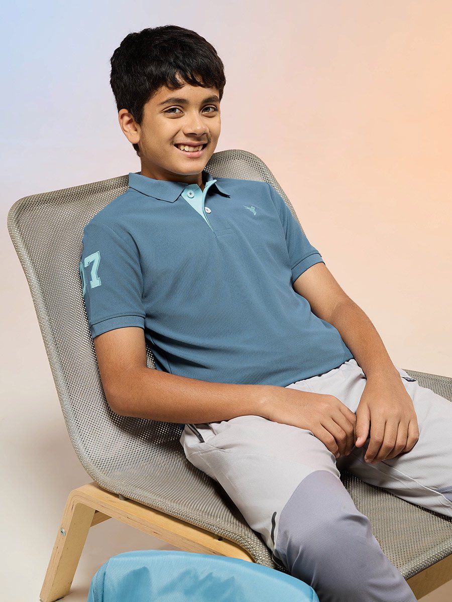 Boys Solid Slim Fit Sports Polo T-shirt