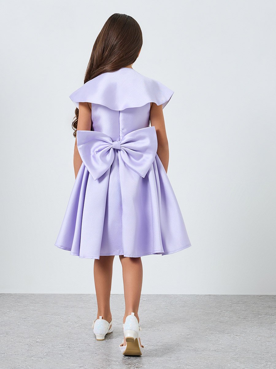 Girls Purple Embellished Dress with Cape