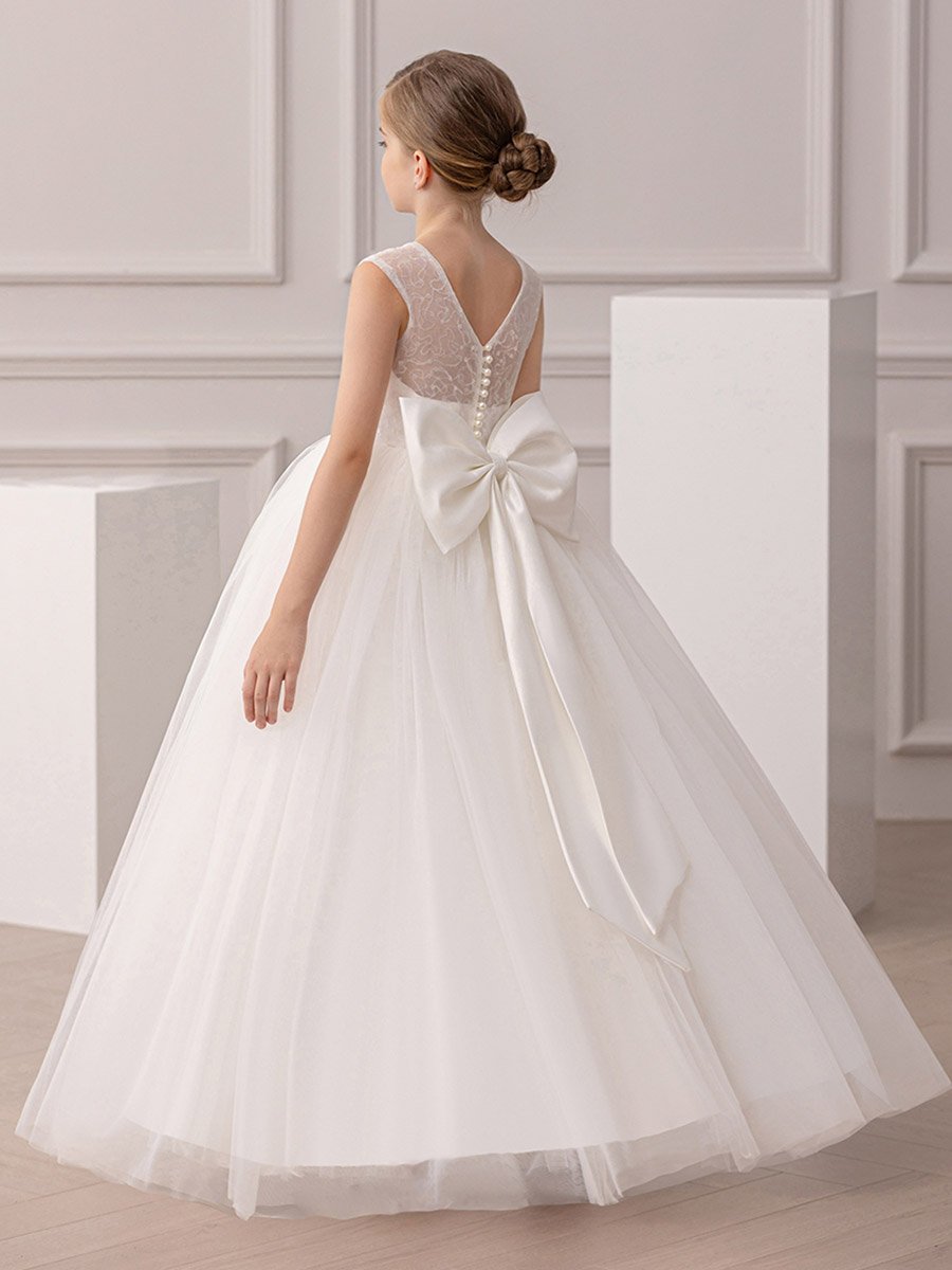 Girls White Embellished Sleeveless Maxi Dress