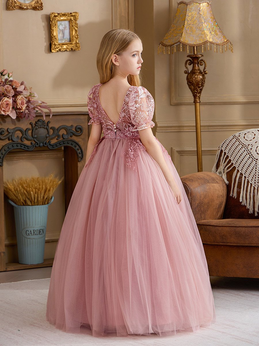 strapless open back dress Red Dress | Coral Pink Floral Ruffle Trim Midi Dress main image 1