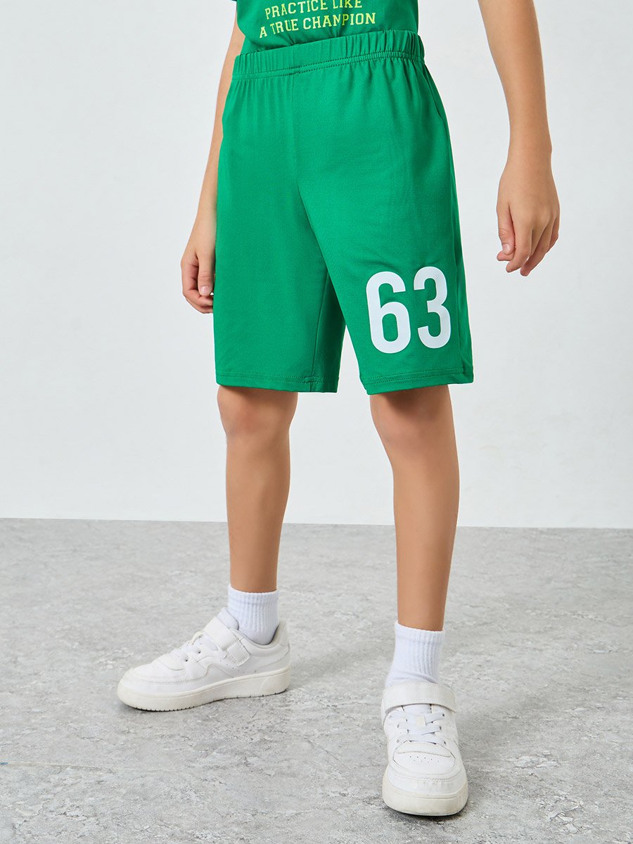 Boys Green Football Graphic T-Shirt and Shorts Set