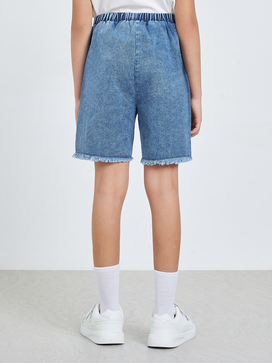 Girls Denim Shorts with Bow Detail