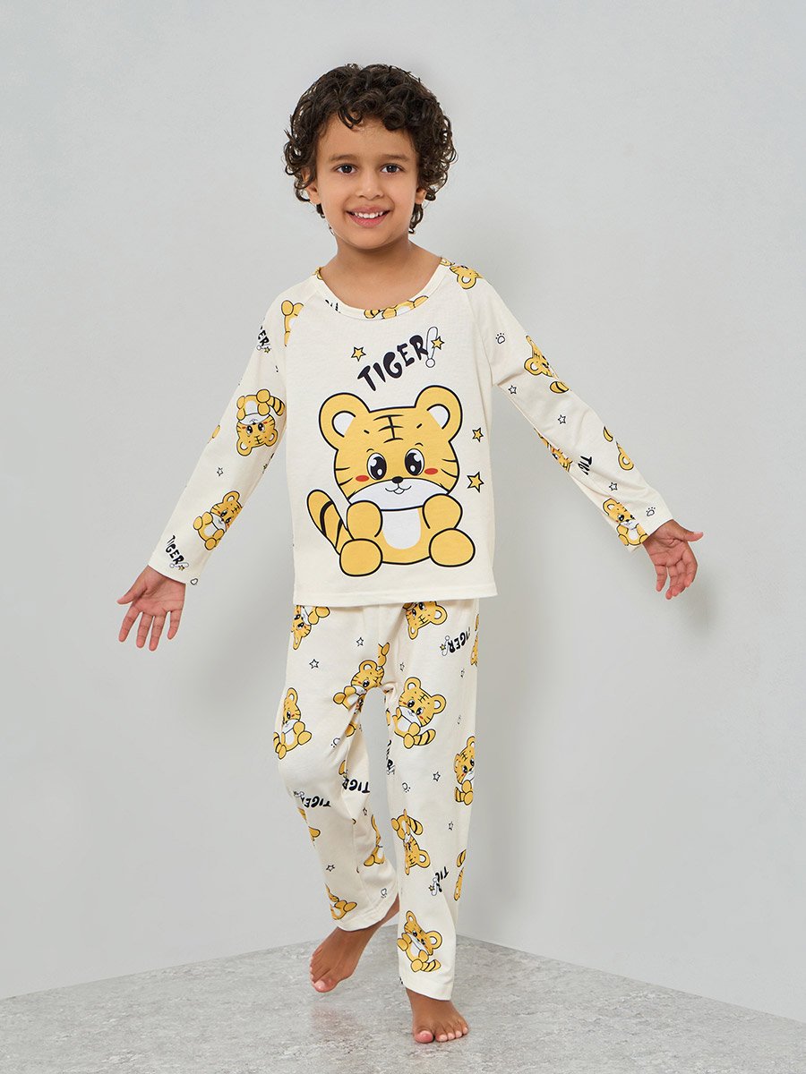 Boys Tiger Print T-Shirt and Pyjama Set