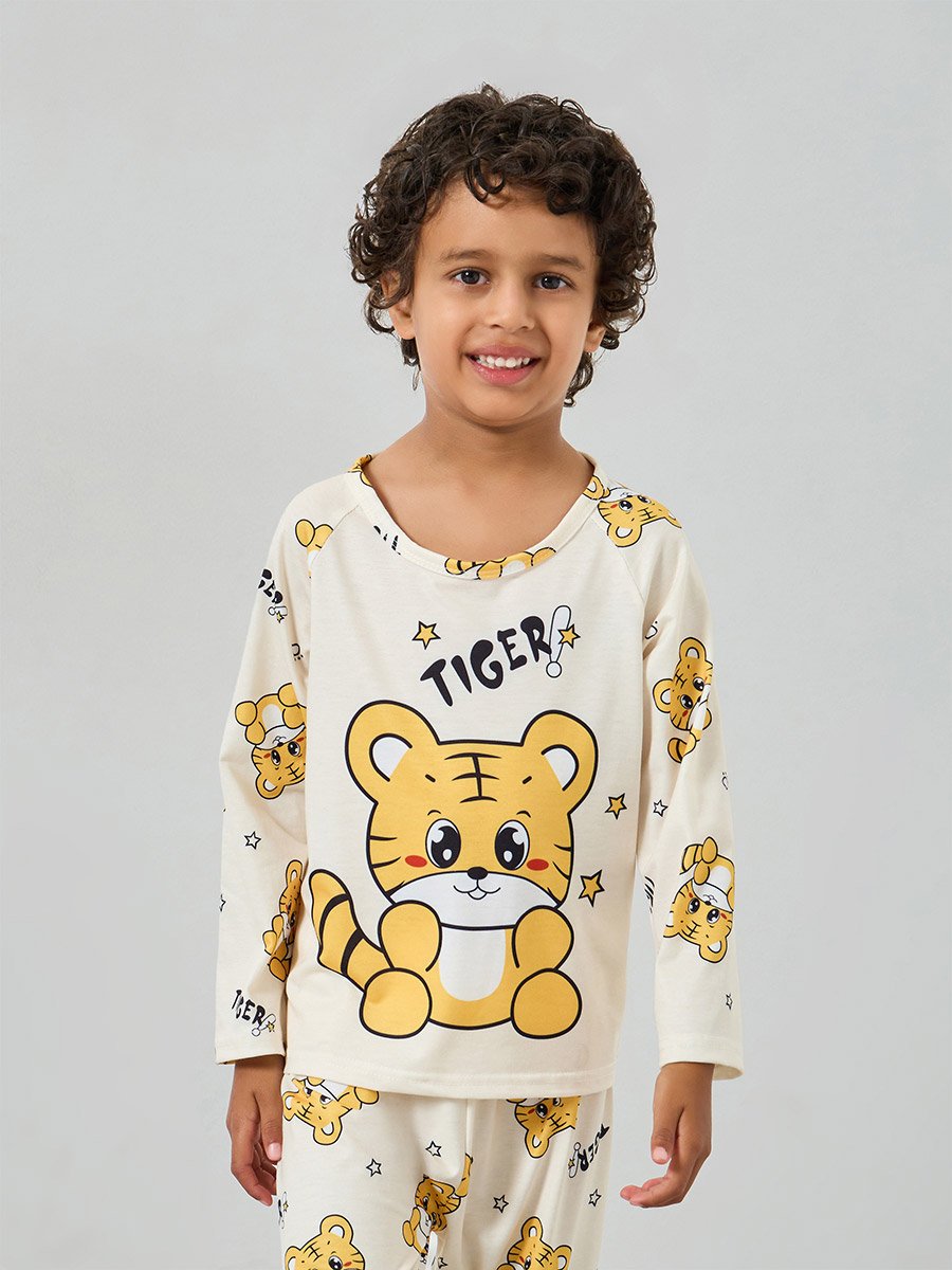 Boys Tiger Print T-Shirt and Pyjama Set