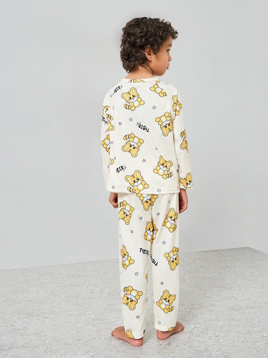 Boys Tiger Print T-Shirt and Pyjama Set