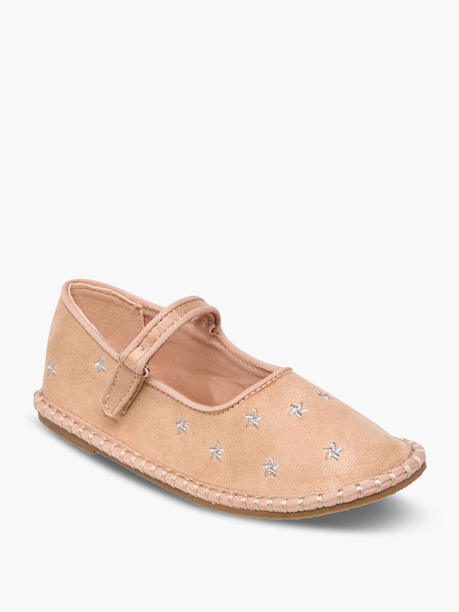 Star Embroidered Hook and Loop Ballerina Shoes