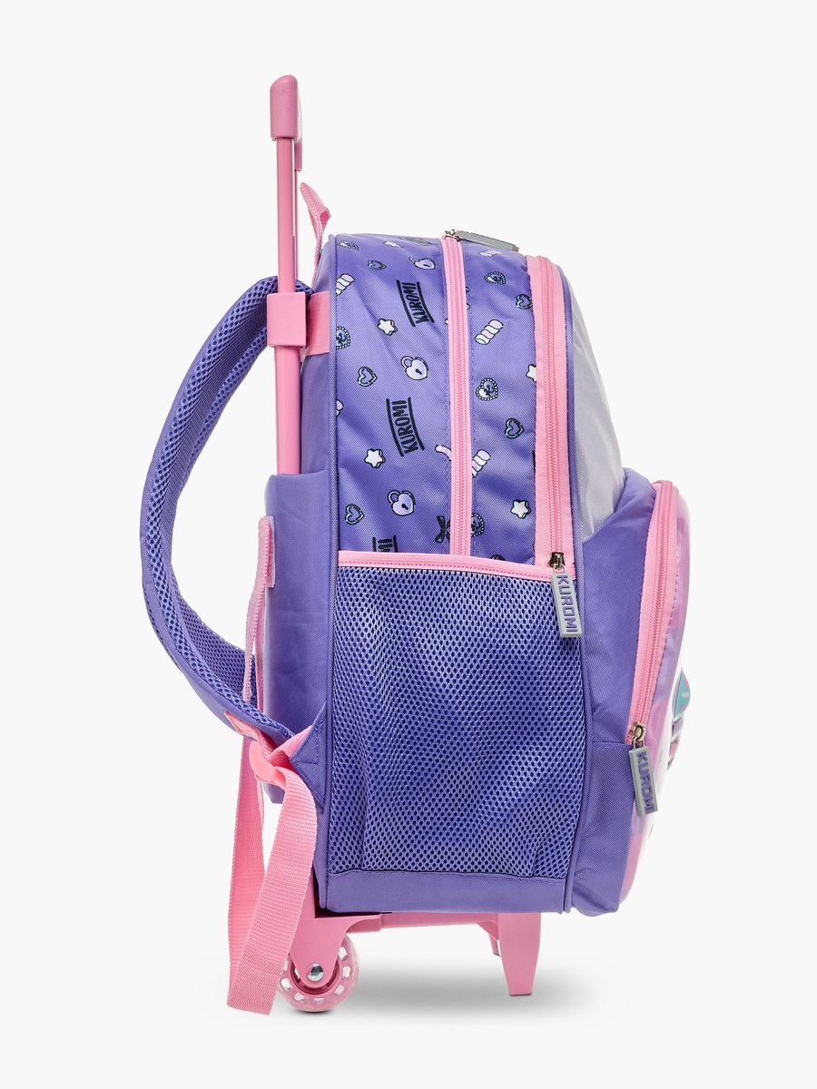 Kuromi Print Trolley Backpack with Retractable Handle - 16 inches