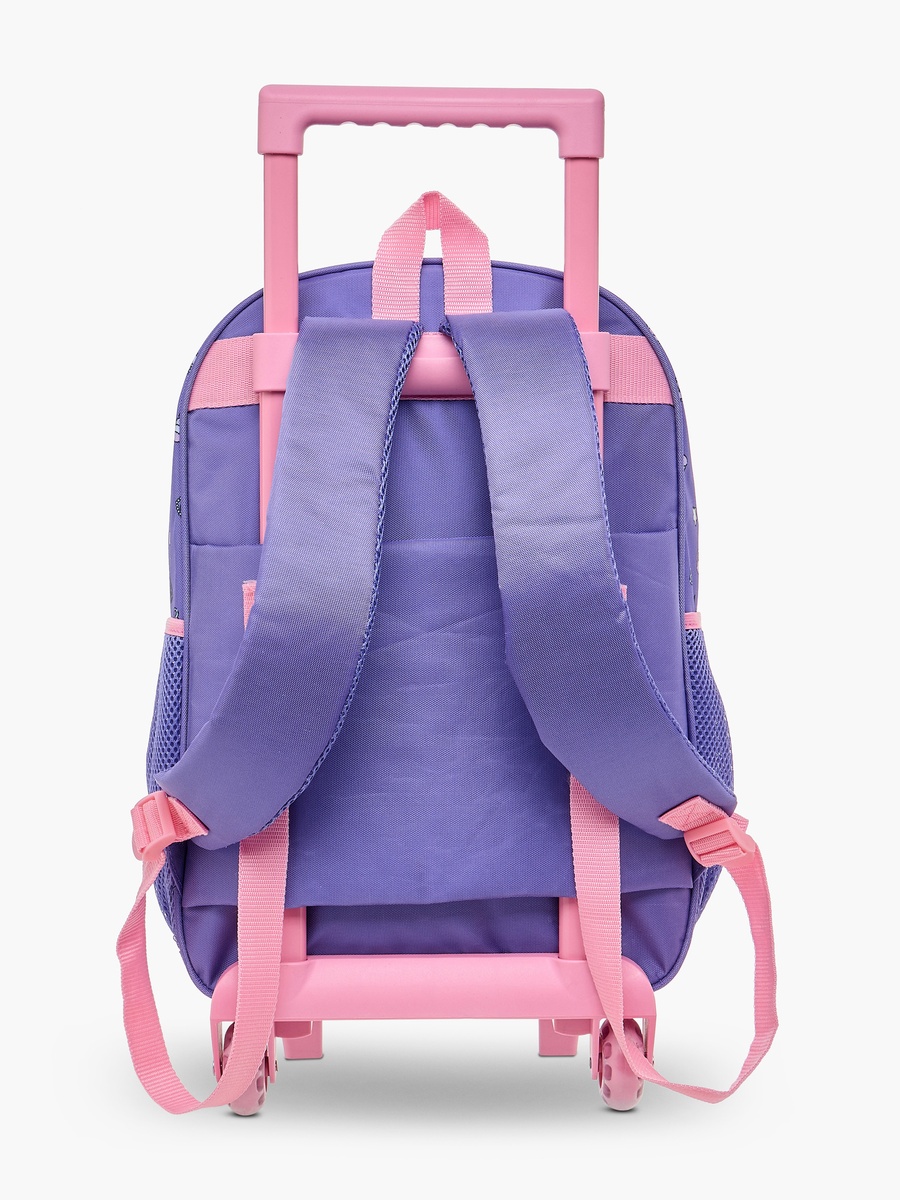 Kuromi Print Trolley Backpack with Retractable Handle - 16 inches