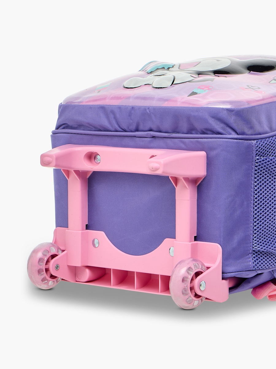 Kuromi Print Trolley Backpack with Retractable Handle - 16 inches