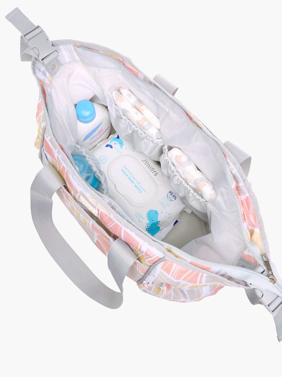 Abstract Print Diaper Bag with Double Handle and Changing Mat