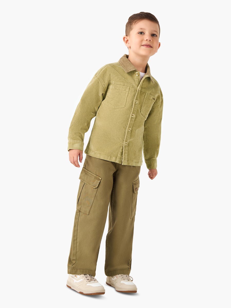 Cotton Long Sleeve Shirt with Pockets