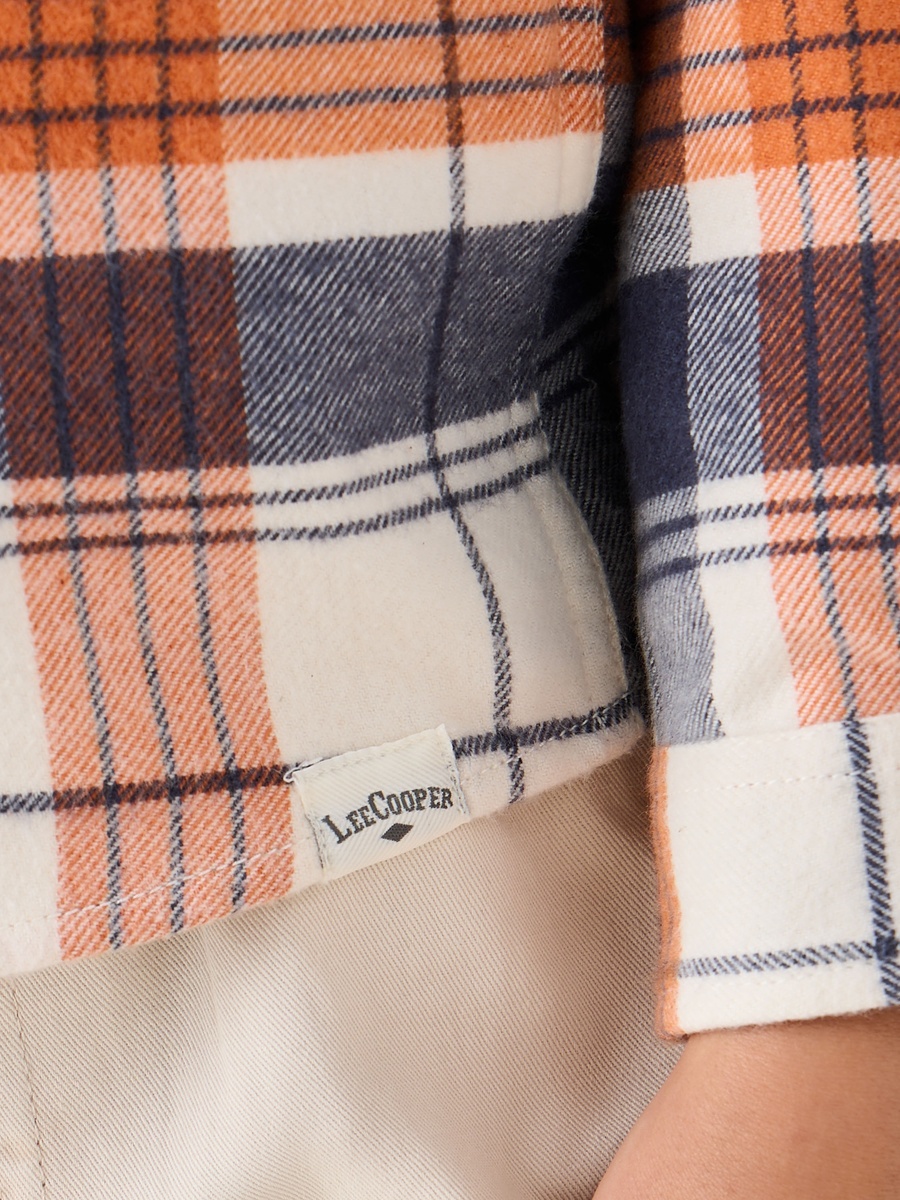 Checked Cotton Blend Long Sleeve Shirt with Chest Pocket