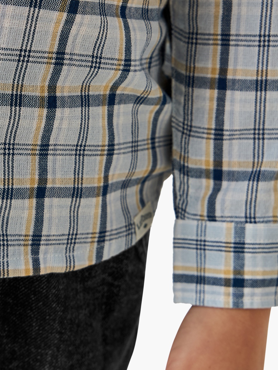 Checked Cotton Long Sleeve Shirt with Hood