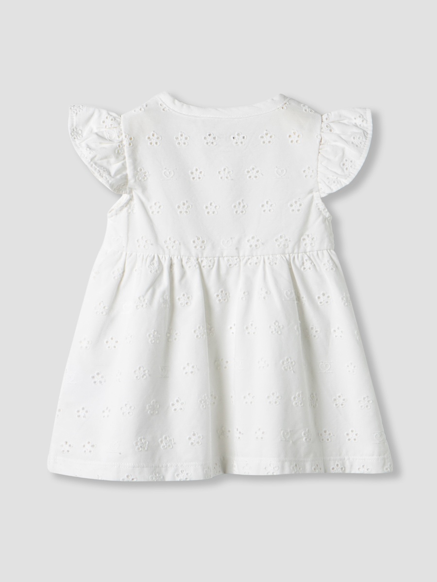 Schiffli Textured Cotton Cap Sleeves Dress