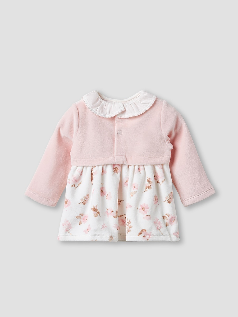 Floral Print Long Sleeves Ruffle Collar Dress