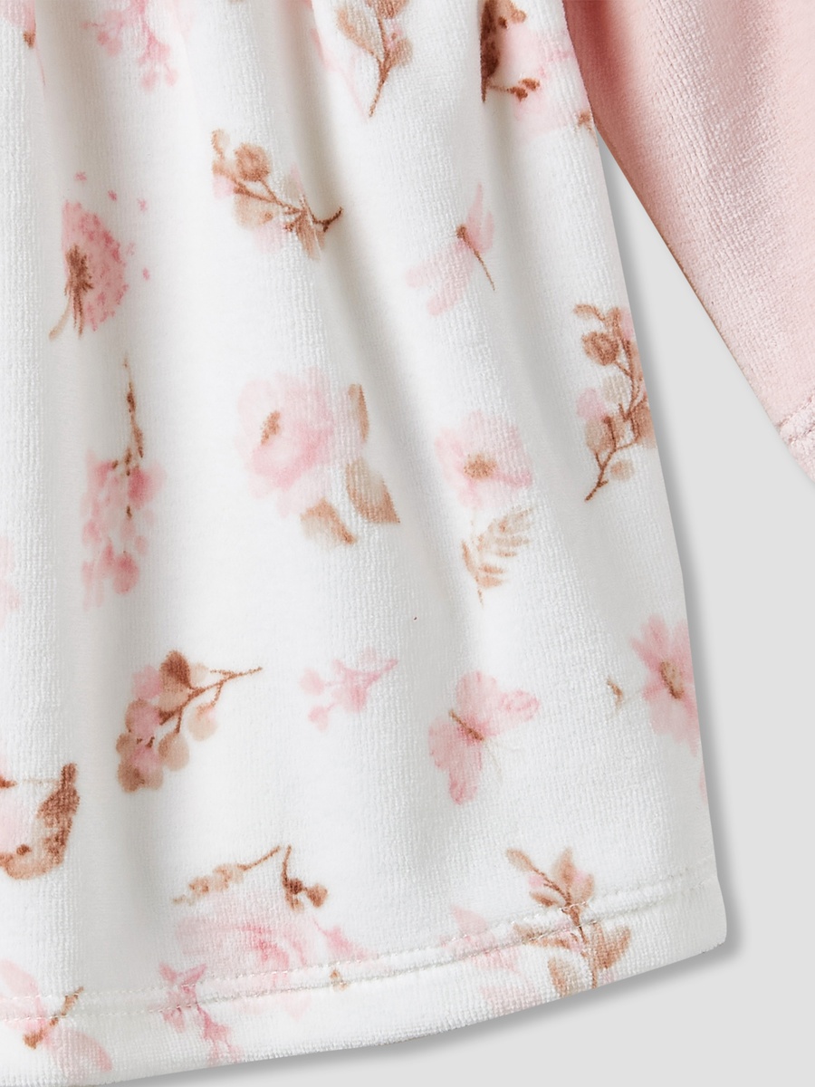 Floral Print Long Sleeves Ruffle Collar Dress