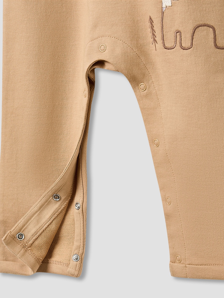 Embroidered Cotton Crew Neck T-Shirt and Dungaree Set