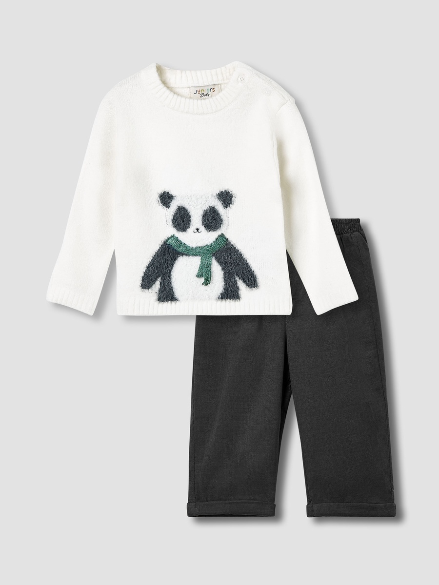 Panda Detail Long Sleeves Sweater and Pants Set