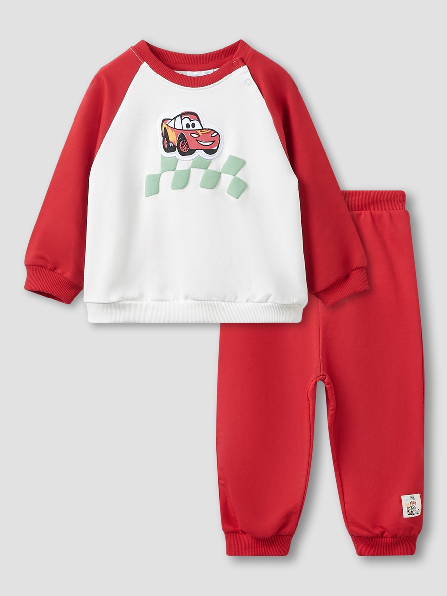 Lightning McQueen Print Cotton Sweatshirt and Joggers Set