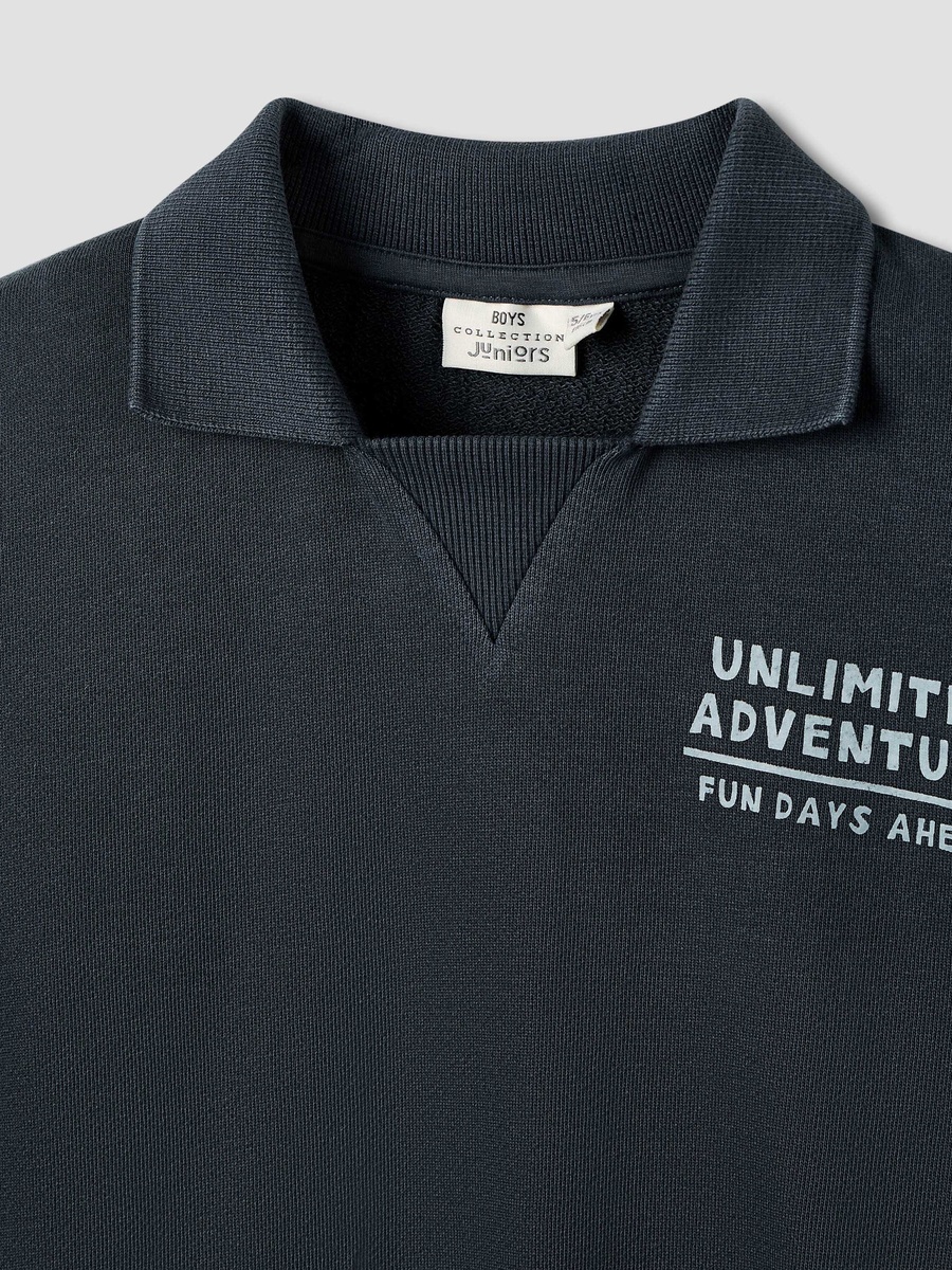 Typographic Print Collared Sweatshirt and Joggers Set
